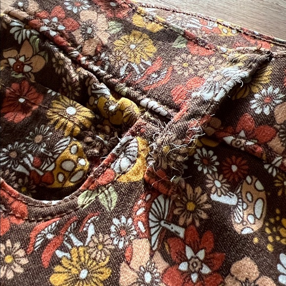 HOLLISTER 70s Vintage Inspired Mushroom & Floral High Waisted Flare Pants, Small - Picture 5 of 8